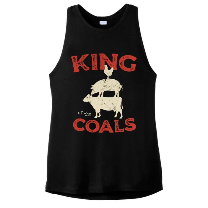 King Of The Coals Funny Saying Joke Barbecue Dad Grandpa Gift Ladies Tri-Blend Wicking Tank