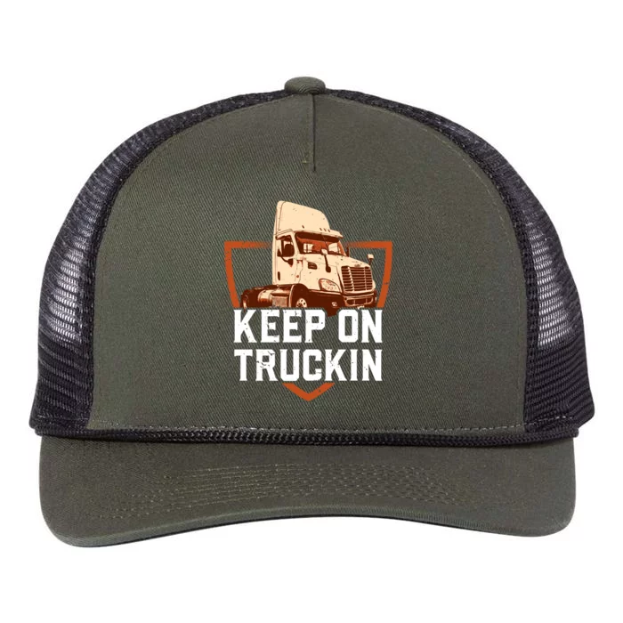 Keep On Truckin Truck Driver Trucker Trucking Gift Retro Rope Trucker Hat Cap