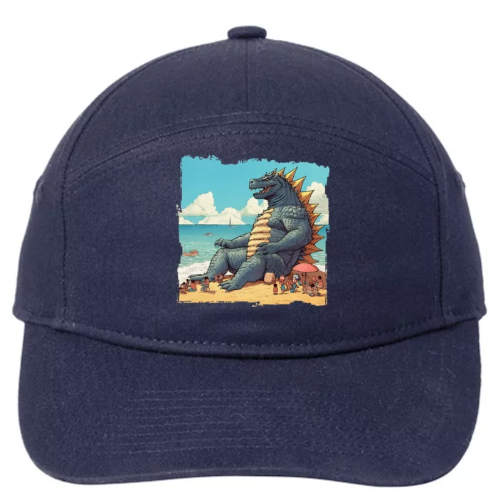 Kaiju On The Beach Suntanning Vacation Ocean Holiday Party 7-Panel Snapback Hat