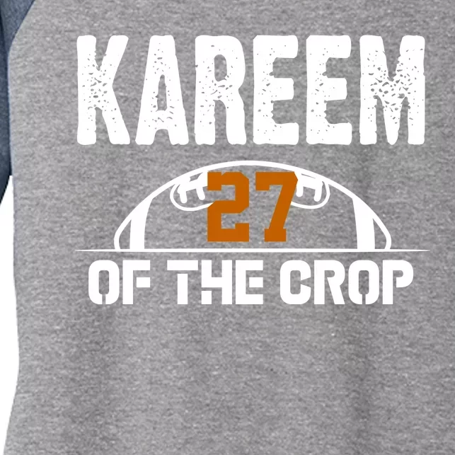 Kareem Of The Crop Number 27 Football Women's Tri-Blend 3/4-Sleeve Raglan Shirt