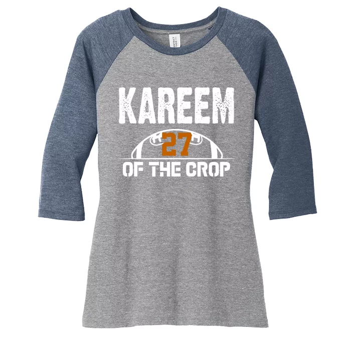 Kareem Of The Crop Number 27 Football Women's Tri-Blend 3/4-Sleeve Raglan Shirt