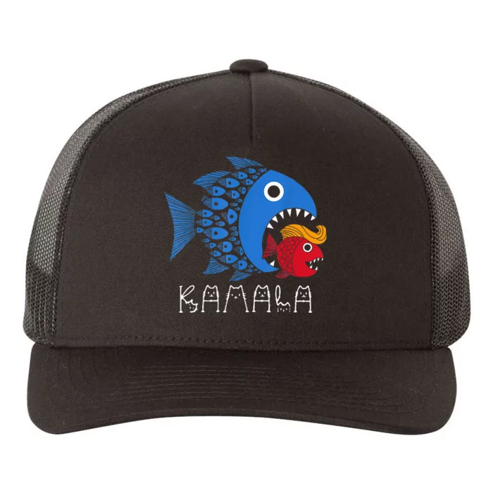 Kamala Over Trump Blue Wave Big Fish Eats Small Fish Yupoong Adult 5-Panel Trucker Hat