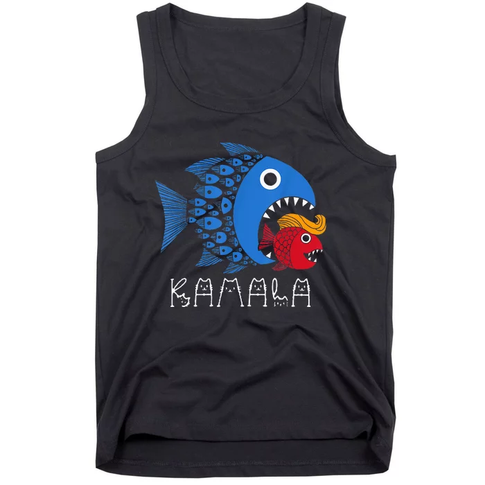 Kamala Over Trump Blue Wave Big Fish Eats Small Fish Tank Top