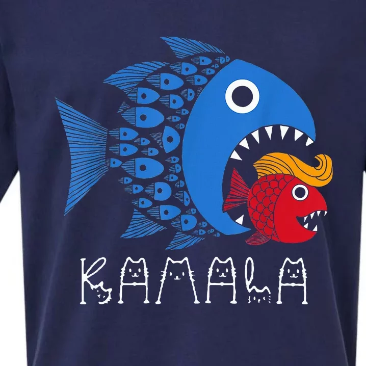 Kamala Over Trump Blue Wave Big Fish Eats Small Fish Sueded Cloud Jersey T-Shirt