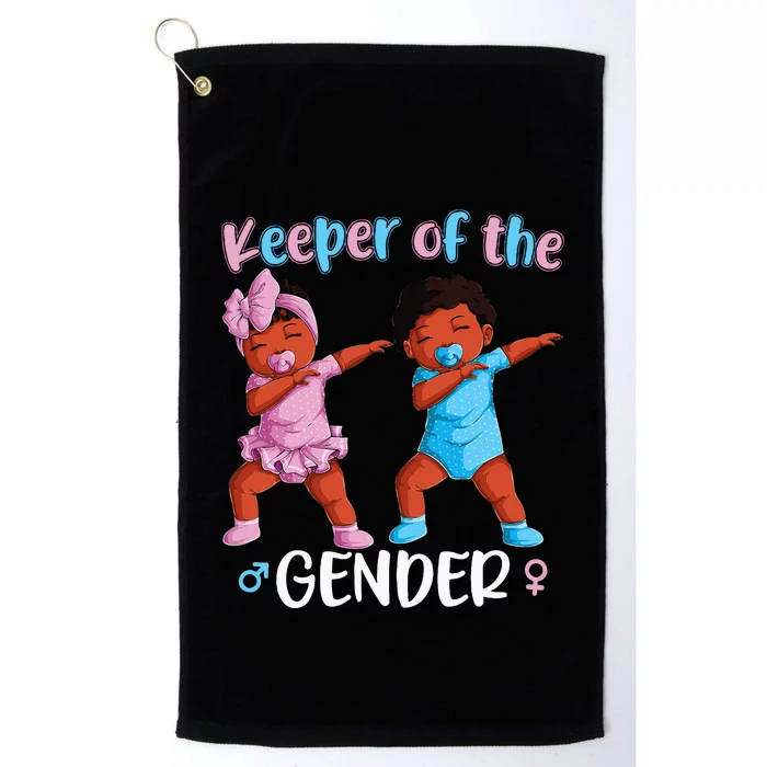 Keeper Of The Gender Reveal Black Baby Announcement Platinum Collection Golf Towel