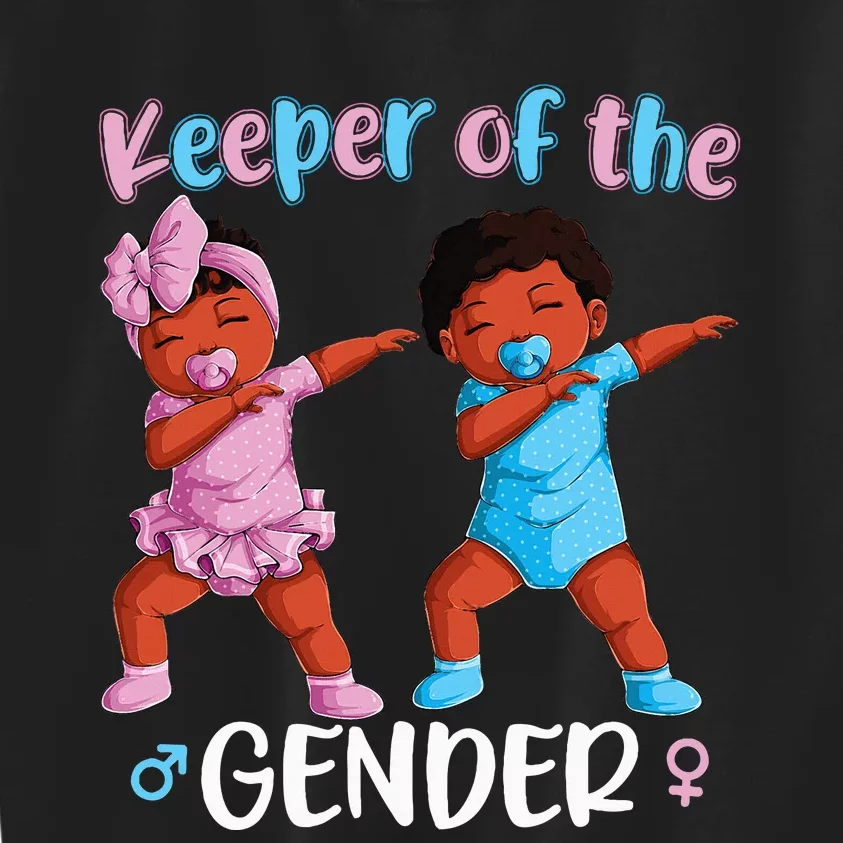 Keeper Of The Gender Reveal Black Baby Announcement Kids Sweatshirt