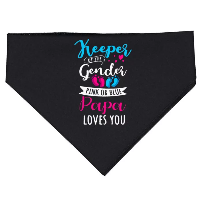 Keeper Of The Gender Papa Loves You Baby Shower Family USA-Made Doggie Bandana