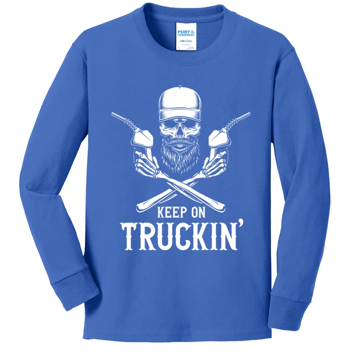 Keep On Truckin' Truck Driver Gift Kids Long Sleeve Shirt