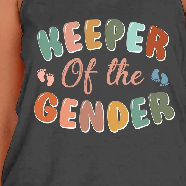 Keeper of the Gender Cute Baby Gender Reveal Party Gift Women's Knotted Racerback Tank