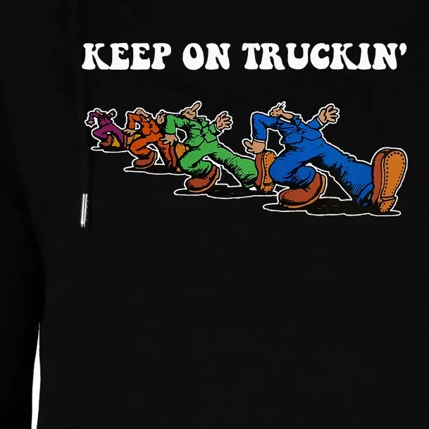 Keep On Truckin Distressed Arts Cars Truck Drivers Womens Funnel Neck Pullover Hood