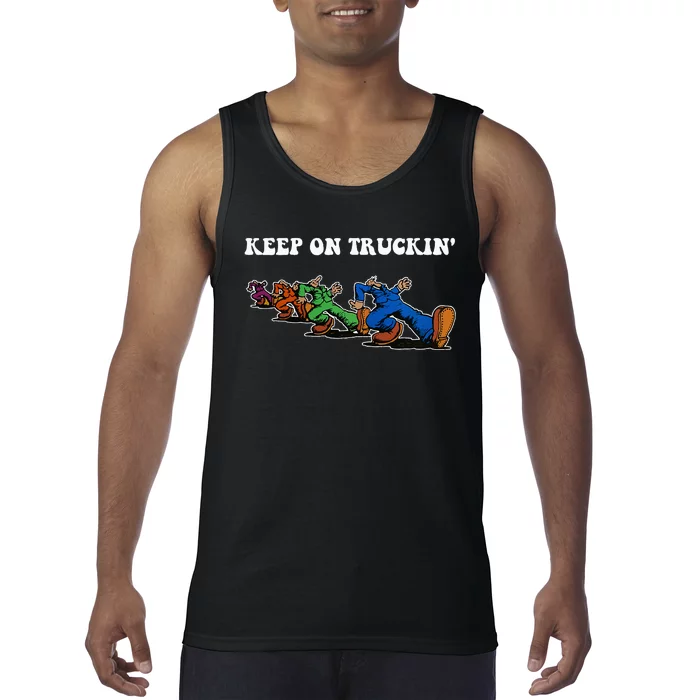 Keep On Truckin Distressed Arts Cars Truck Drivers Tank Top