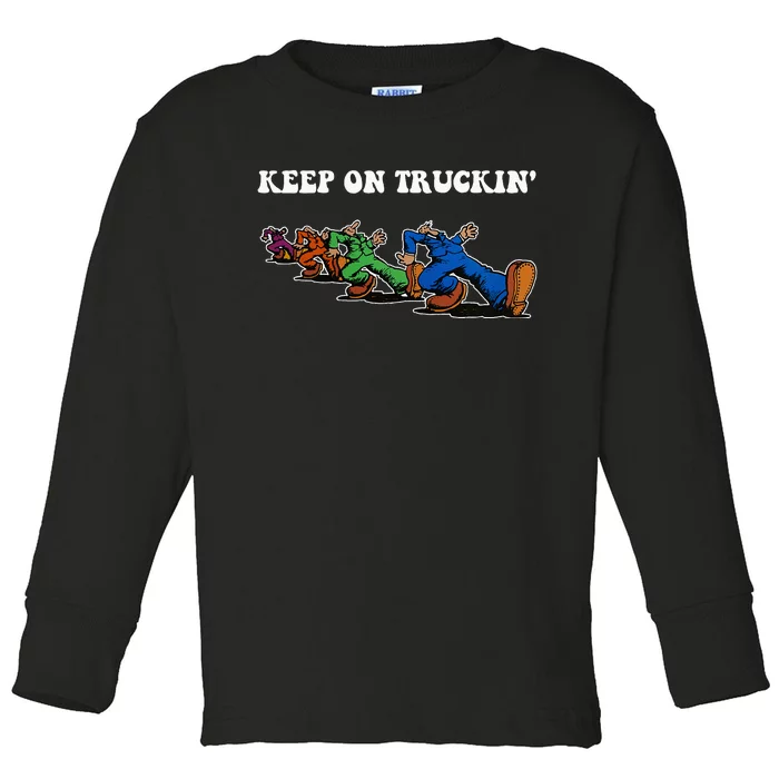 Keep On Truckin Distressed Arts Cars Truck Drivers Toddler Long Sleeve Shirt