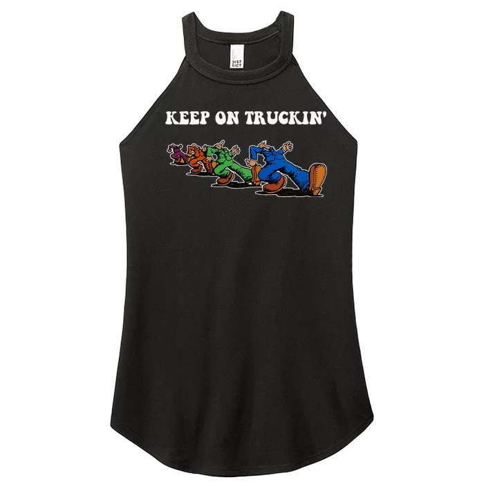 Keep On Truckin Distressed Arts Cars Truck Drivers Women’s Perfect Tri Rocker Tank