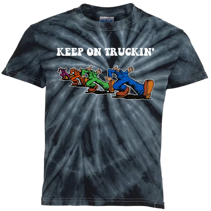 Keep On Truckin Distressed Arts Cars Truck Drivers Kids Tie-Dye T-Shirt