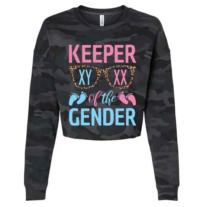 Keeper Of The Gender Baby Shower Gender Reveal Party Outfit Cropped Pullover Crew