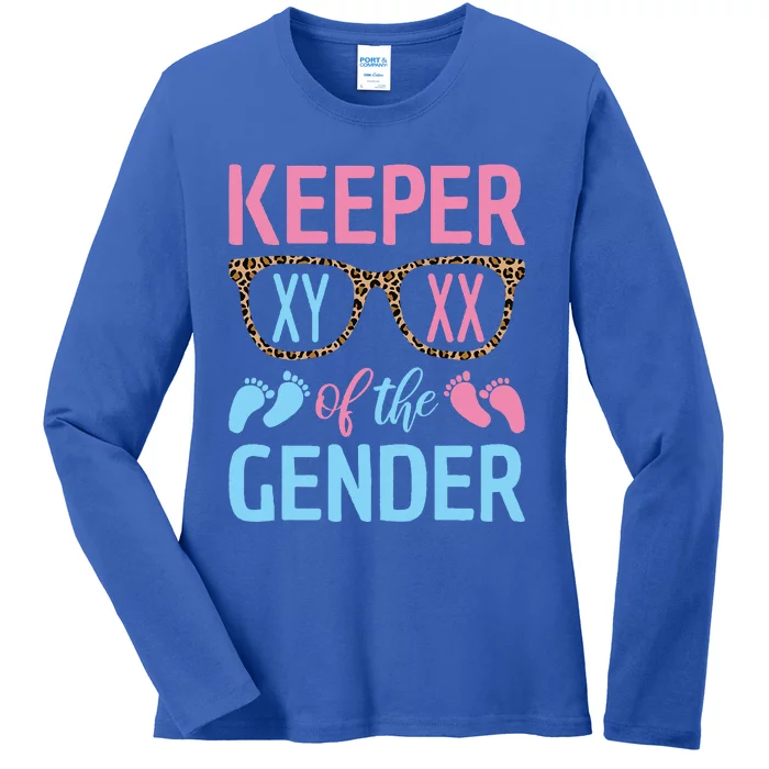 Keeper Of The Gender Baby Shower Gender Reveal Party Outfit Ladies Long Sleeve Shirt