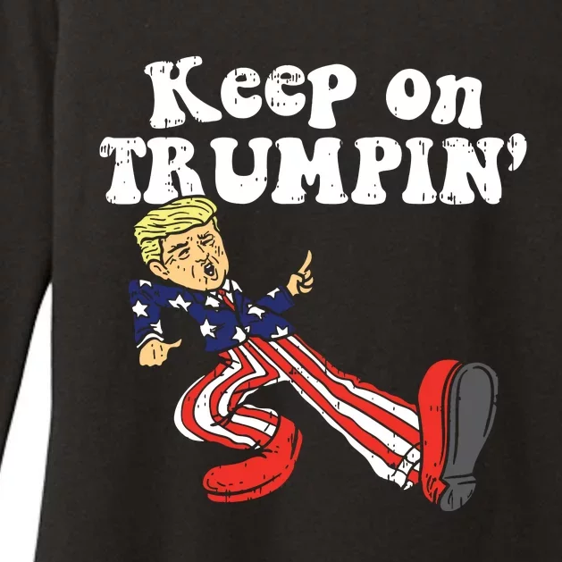 Keep On Trumpin Funny Usa Flag Support Reelect Trump 2020 Womens CVC Long Sleeve Shirt