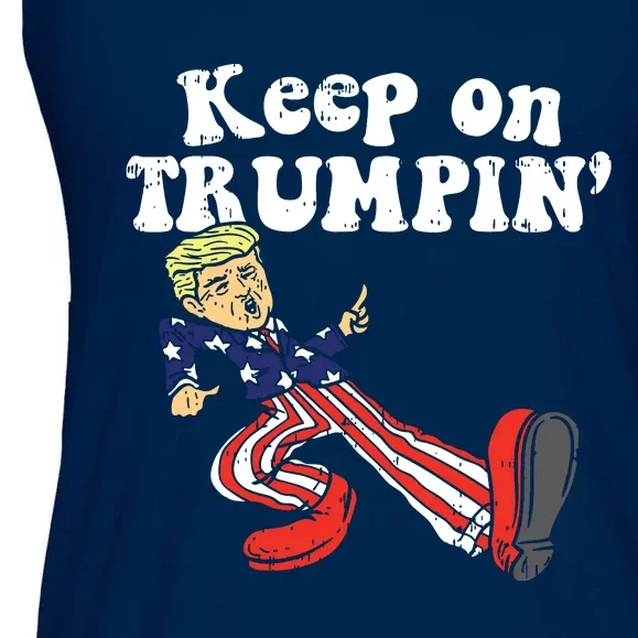 Keep On Trumpin Funny Usa Flag Support Reelect Trump 2020 Ladies Essential Flowy Tank