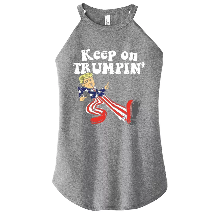 Keep On Trumpin Funny Usa Flag Support Reelect Trump 2020 Women’s Perfect Tri Rocker Tank