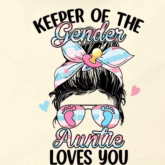 Keeper Of The Gender Auntie Loves You Funny Gender Reveal Gift Zip Tote Bag