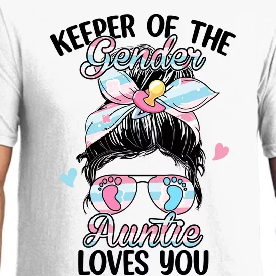 Keeper Of The Gender Auntie Loves You Funny Gender Reveal Gift Pajama Set