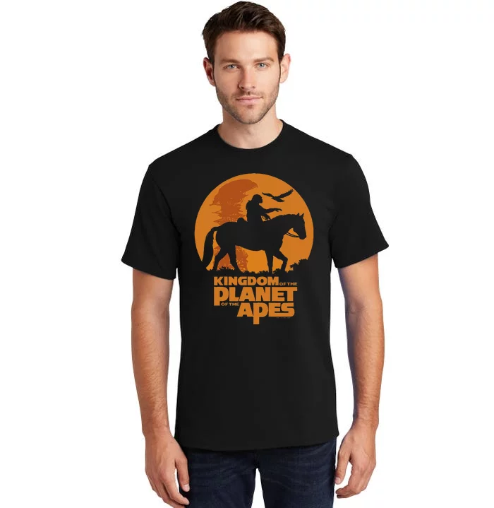 Kingdom Of The Planet Of The Apes Logo And Noa With Eagle Tall T-Shirt