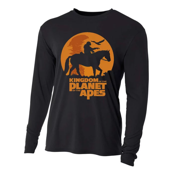 Kingdom Of The Planet Of The Apes Logo And Noa With Eagle Cooling Performance Long Sleeve Crew