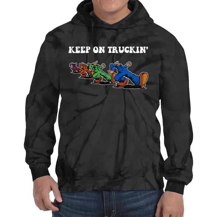 Keep On Truckin Distressed Arts Cars Truck Drivers Tie Dye Hoodie