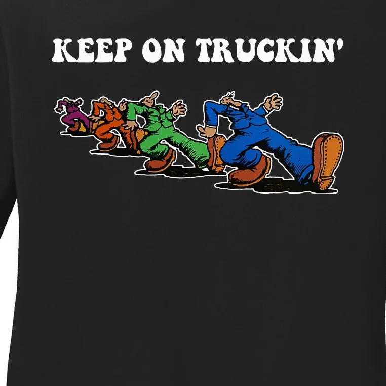 Keep On Truckin Distressed Arts Cars Truck Drivers Ladies Long Sleeve Shirt