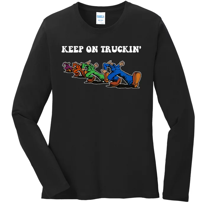 Keep On Truckin Distressed Arts Cars Truck Drivers Ladies Long Sleeve Shirt