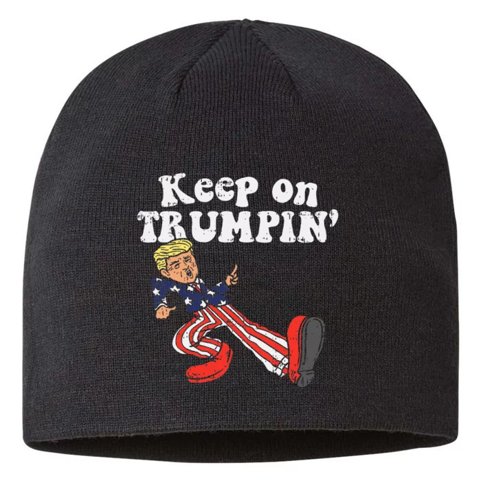 Keep On Trumpin Funny Usa Flag Support Reelect Trump 2020 8 1/2in Sustainable Knit Beanie