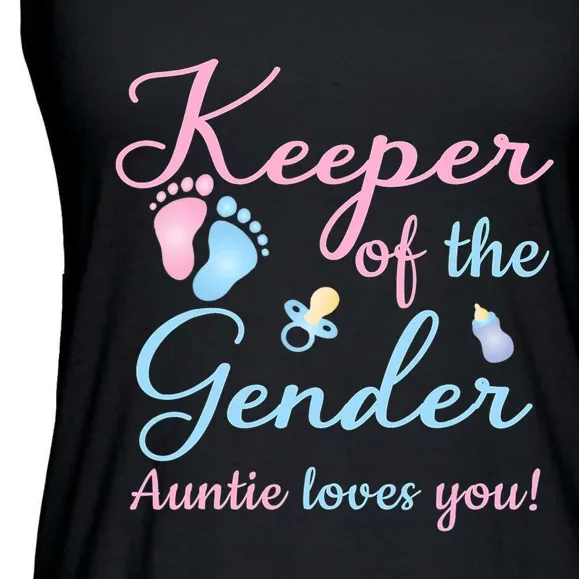 Keeper Of The Gender Auntie Loves Gender Reveal Party Idea Ladies Essential Flowy Tank