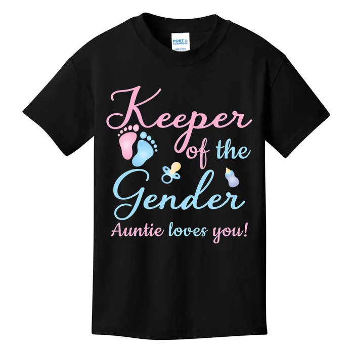 Keeper Of The Gender Auntie Loves Gender Reveal Party Idea Kids T-Shirt