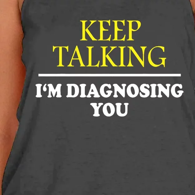 Keep On Talking Psychology Diagnose Graphic Women's Knotted Racerback Tank