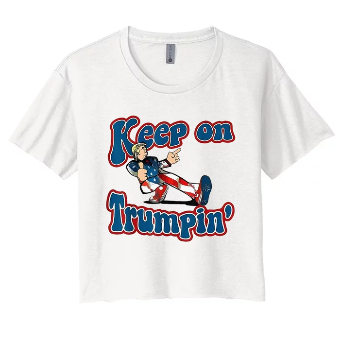 Keep On Trumpin Trump For President 2024 Usa Flag Women's Crop Top Tee