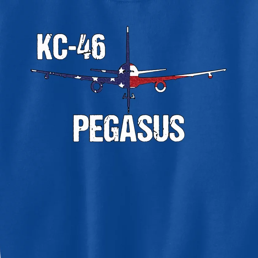 KC46 Pegasus Air Force Pilot American Flag Funny Aviation Kids Sweatshirt