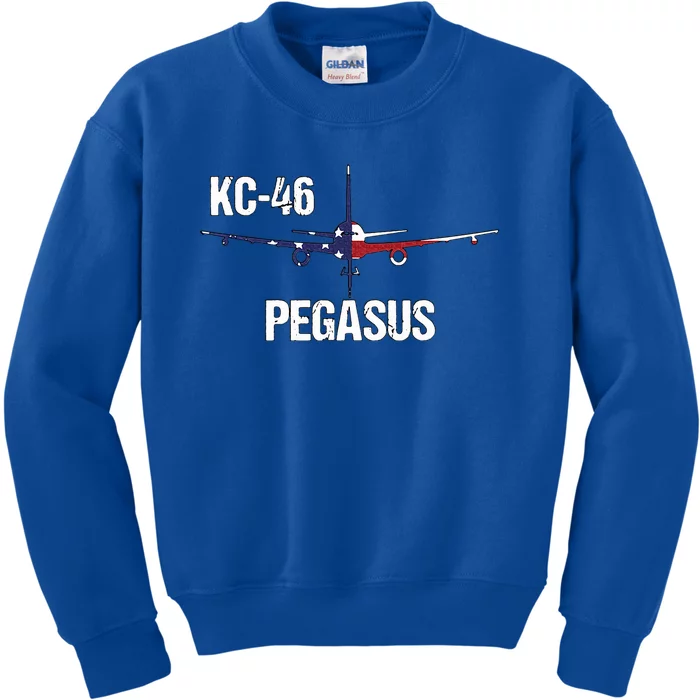 KC46 Pegasus Air Force Pilot American Flag Funny Aviation Kids Sweatshirt