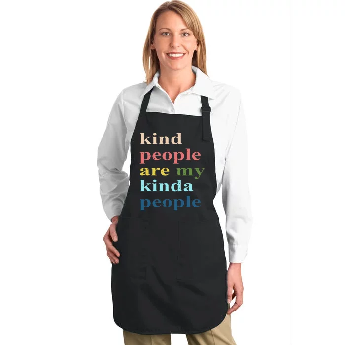 Kind People Are My Kinda People Retro Colorful Full-Length Apron With Pocket