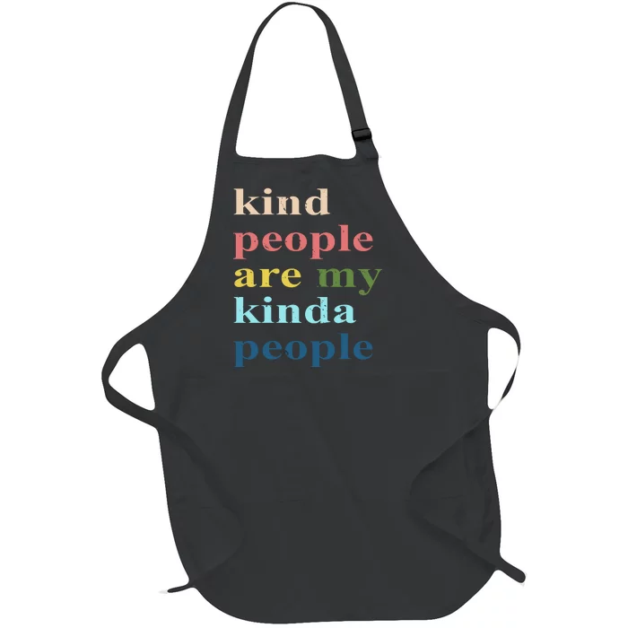 Kind People Are My Kinda People Retro Colorful Full-Length Apron With Pocket