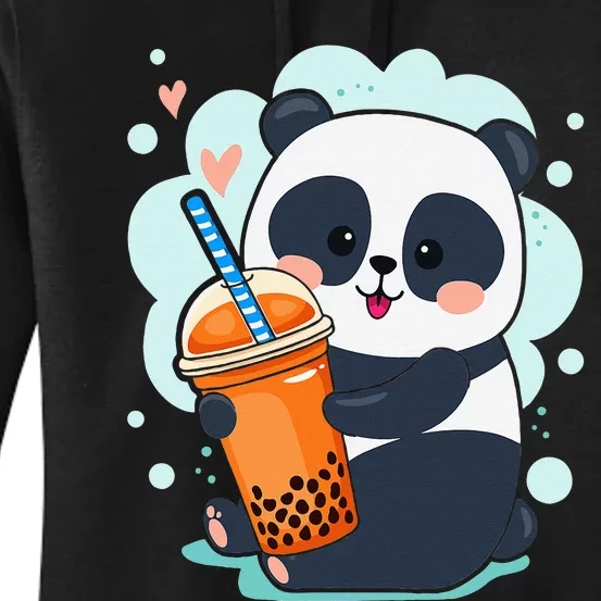 Kawaii Panda Anime Boba Drink Bubble Tea Tapioca Women's Pullover Hoodie