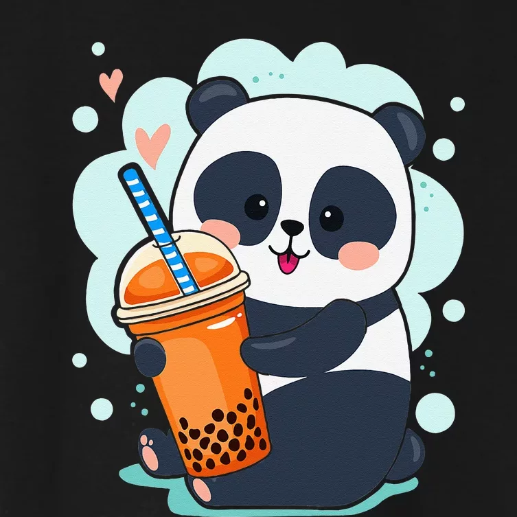 Kawaii Panda Anime Boba Drink Bubble Tea Tapioca Women's Crop Top Tee