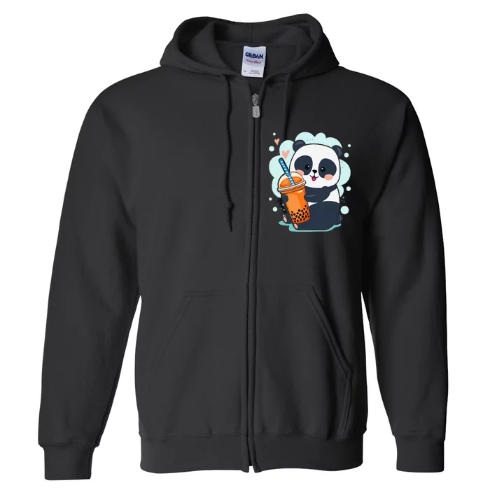 Kawaii Panda Anime Boba Drink Bubble Tea Tapioca Full Zip Hoodie