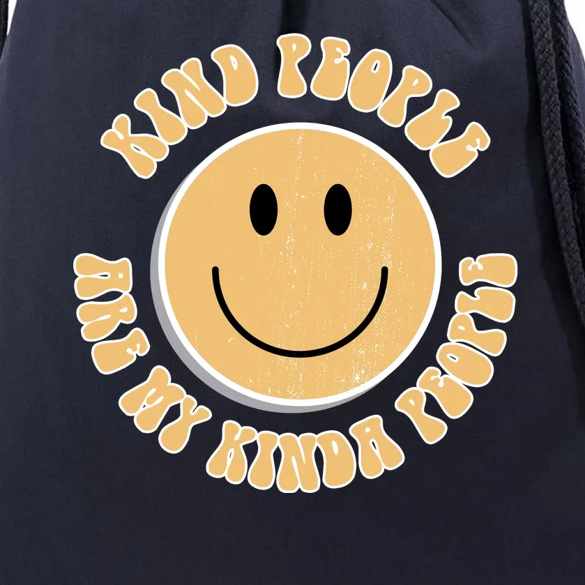 Kind People Are My Kinda People Retro Smiley Drawstring Bag