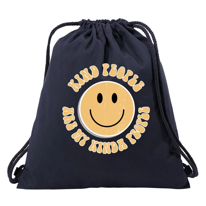 Kind People Are My Kinda People Retro Smiley Drawstring Bag