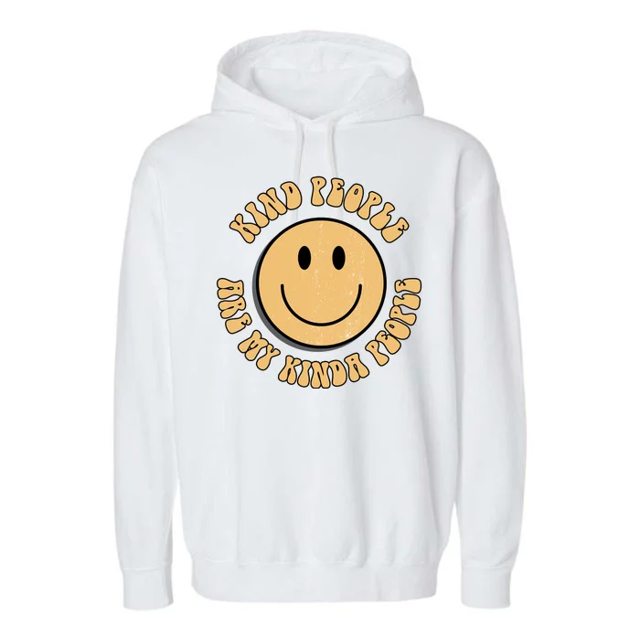 Kind People Are My Kinda People Retro Smiley Garment-Dyed Fleece Hoodie