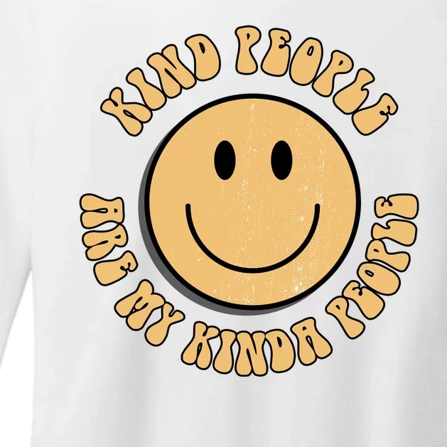 Kind People Are My Kinda People Retro Smiley Womens CVC Long Sleeve Shirt