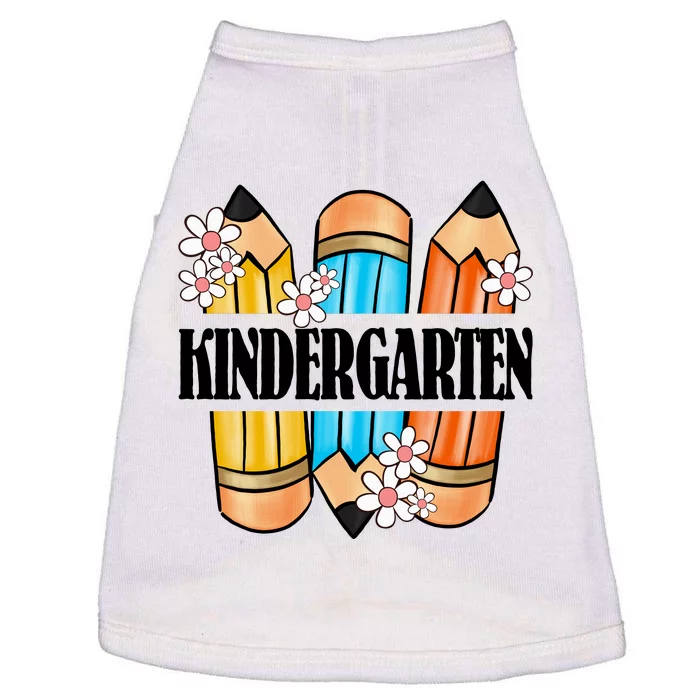 Kindergarten Pencil And Flower Back To School Graphic Doggie Tank