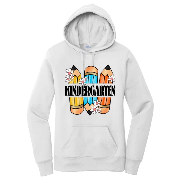 Kindergarten Pencil And Flower Back To School Graphic Women's Pullover Hoodie