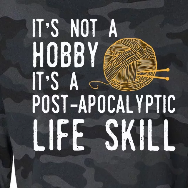 Knitting Post Apocalyptic Life Skill Funny Knitter Cropped Pullover Crew