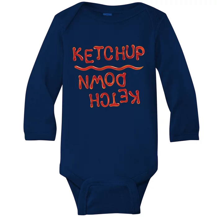 Ketchup Pun Bad Corny Joke Prank Dad Gag Funny Gift Baby Long Sleeve Bodysuit